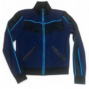 Blanc Noir Blue and Black Windbreaker Atheltic Jacket sz XS